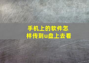 手机上的软件怎样传到u盘上去看