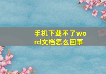 手机下载不了word文档怎么回事