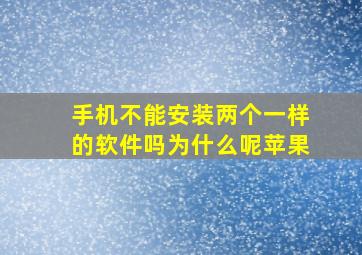 手机不能安装两个一样的软件吗为什么呢苹果