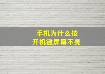 手机为什么按开机键屏幕不亮