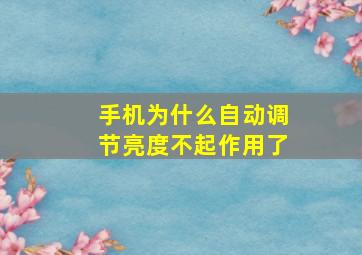 手机为什么自动调节亮度不起作用了