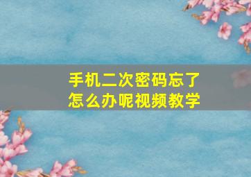 手机二次密码忘了怎么办呢视频教学