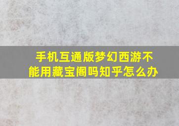 手机互通版梦幻西游不能用藏宝阁吗知乎怎么办