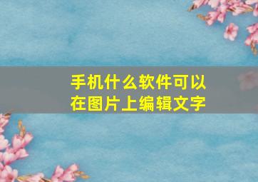 手机什么软件可以在图片上编辑文字