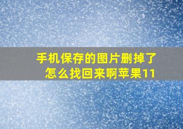 手机保存的图片删掉了怎么找回来啊苹果11