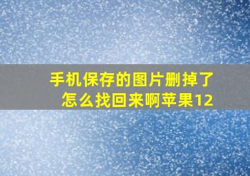 手机保存的图片删掉了怎么找回来啊苹果12