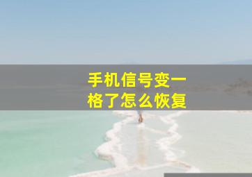 手机信号变一格了怎么恢复