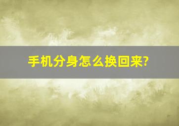 手机分身怎么换回来?