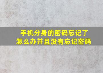 手机分身的密码忘记了怎么办并且没有忘记密码