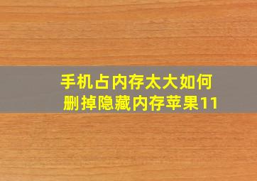 手机占内存太大如何删掉隐藏内存苹果11