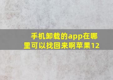 手机卸载的app在哪里可以找回来啊苹果12