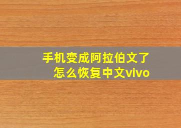 手机变成阿拉伯文了怎么恢复中文vivo