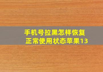 手机号拉黑怎样恢复正常使用状态苹果13