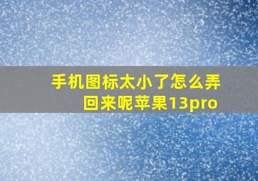 手机图标太小了怎么弄回来呢苹果13pro