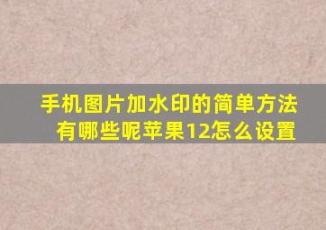 手机图片加水印的简单方法有哪些呢苹果12怎么设置