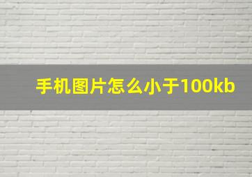 手机图片怎么小于100kb