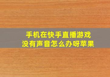 手机在快手直播游戏没有声音怎么办呀苹果