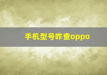 手机型号咋查oppo