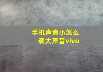 手机声音小怎么调大声音vivo