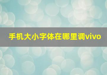 手机大小字体在哪里调vivo