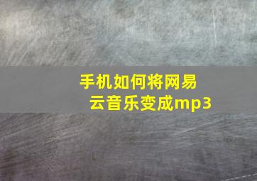 手机如何将网易云音乐变成mp3