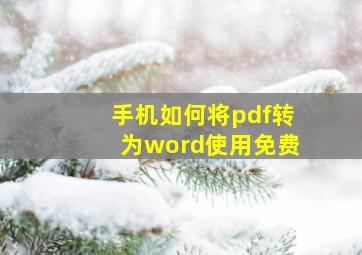 手机如何将pdf转为word使用免费