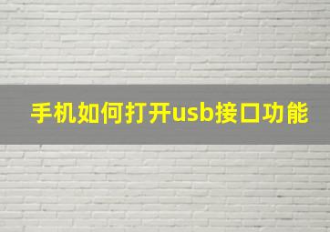 手机如何打开usb接口功能