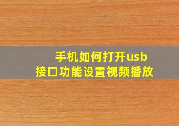 手机如何打开usb接口功能设置视频播放