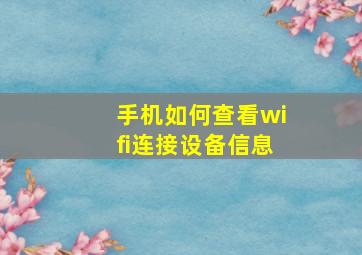 手机如何查看wifi连接设备信息