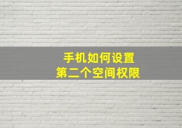 手机如何设置第二个空间权限