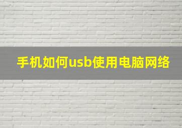 手机如何usb使用电脑网络