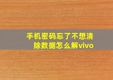 手机密码忘了不想清除数据怎么解vivo