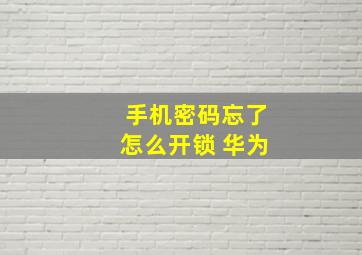 手机密码忘了怎么开锁 华为