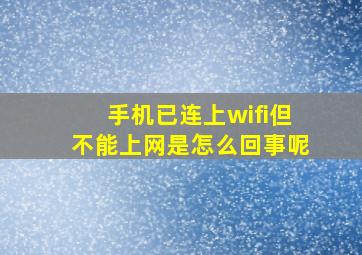 手机已连上wifi但不能上网是怎么回事呢