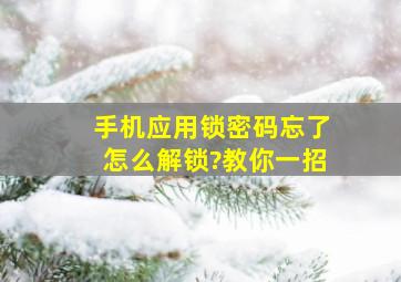 手机应用锁密码忘了怎么解锁?教你一招