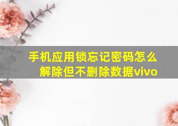 手机应用锁忘记密码怎么解除但不删除数据vivo