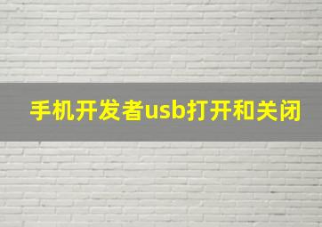 手机开发者usb打开和关闭