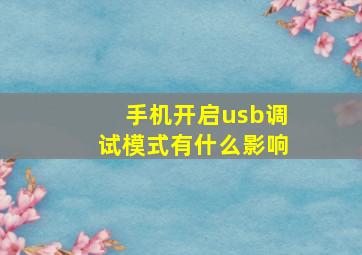 手机开启usb调试模式有什么影响