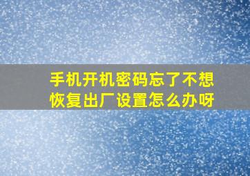 手机开机密码忘了不想恢复出厂设置怎么办呀