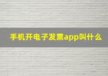 手机开电子发票app叫什么