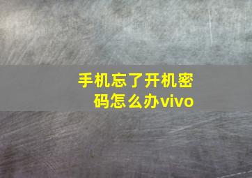 手机忘了开机密码怎么办vivo