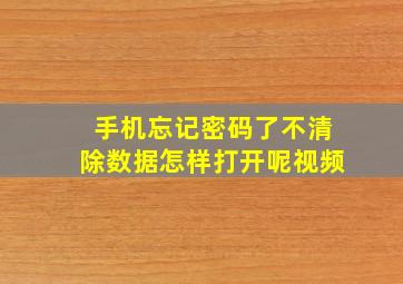 手机忘记密码了不清除数据怎样打开呢视频