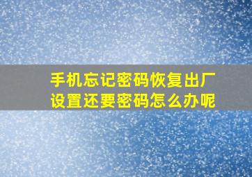 手机忘记密码恢复出厂设置还要密码怎么办呢