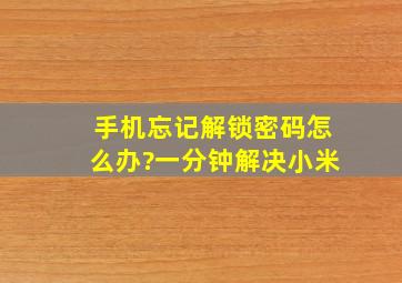 手机忘记解锁密码怎么办?一分钟解决小米