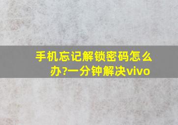 手机忘记解锁密码怎么办?一分钟解决vivo