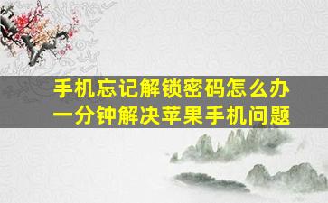 手机忘记解锁密码怎么办一分钟解决苹果手机问题