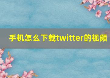 手机怎么下载twitter的视频