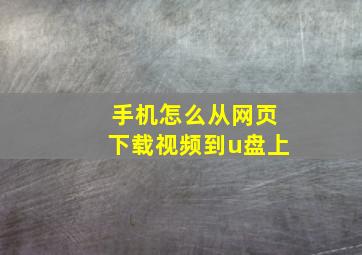 手机怎么从网页下载视频到u盘上