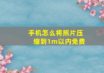 手机怎么将照片压缩到1m以内免费