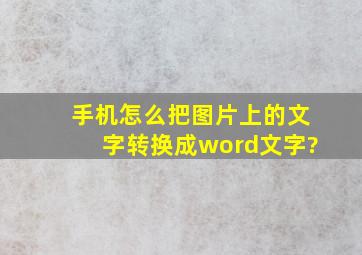 手机怎么把图片上的文字转换成word文字?